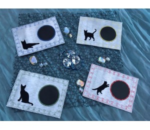 ITH Mug Rugs - Cat Silhouette
